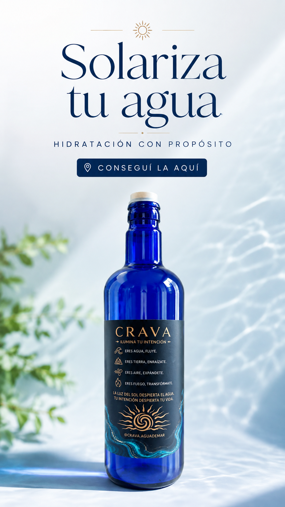 Botella AZUL para solarizar tu agua 750 cc
